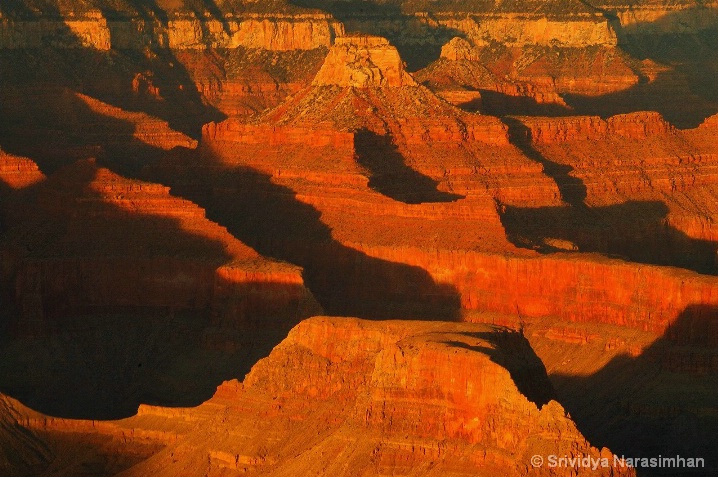 Shadows line the ridges of Grand Canyon at Sunset 