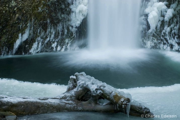 Frozen base of Multnomah Falls