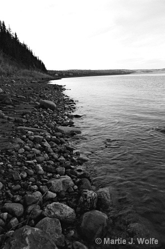 The shore of the Peace River, AB
