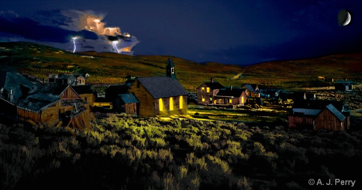 Moonrise Over Bodie