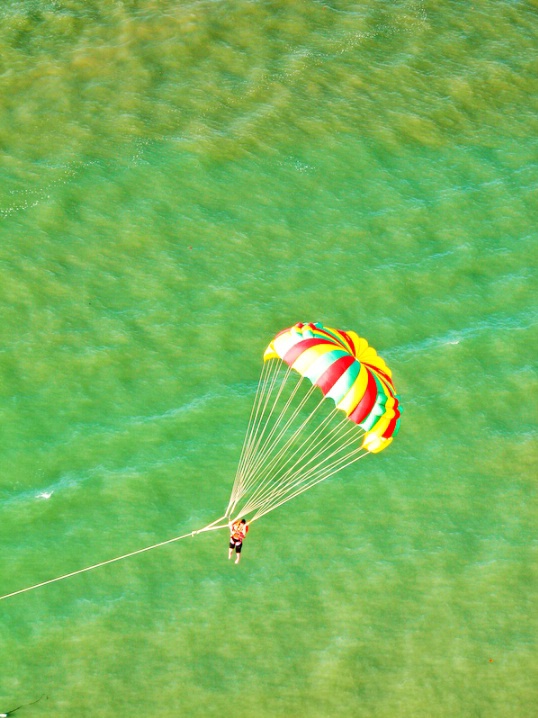 Parachute over Green Ocean Water