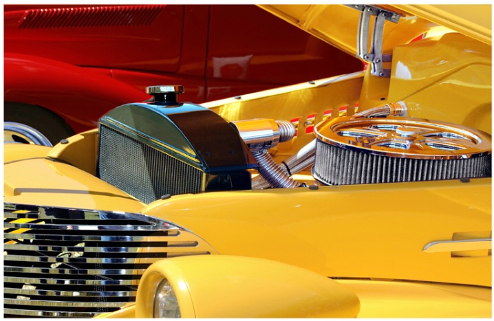 Vintage Auto Engine  - Yellow 1