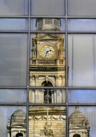The reflections of Portsmouth Guildhall 