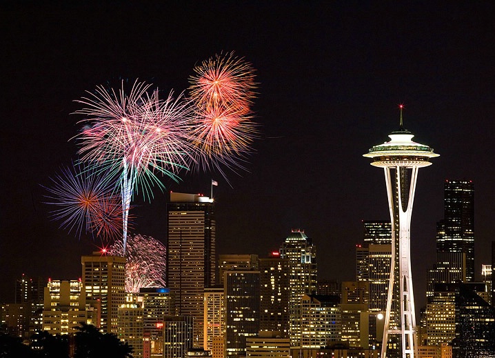 Fireworks Celebration Over The Space Needle