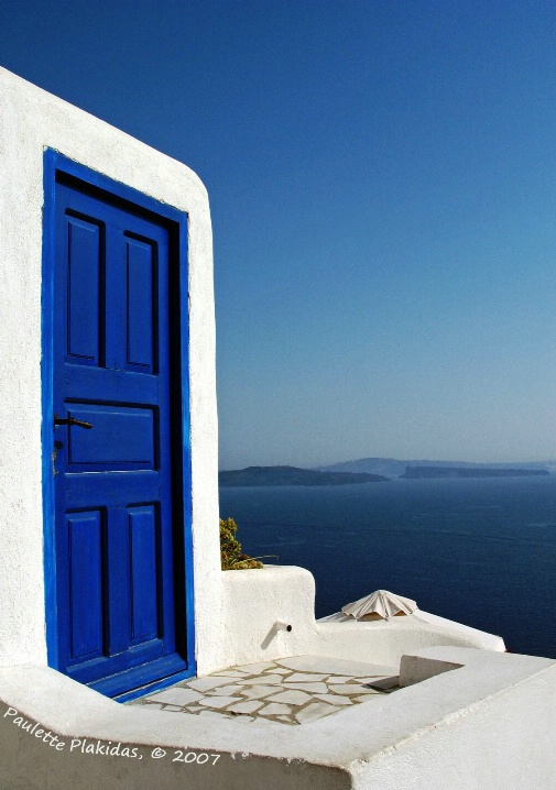 Blue Door in Santorini