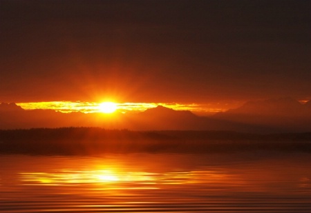 Sunset over the Olympic Mtns and Puget Sound