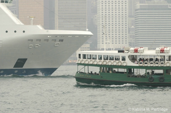 The Star Ferry meets a luxury liner, Hong Kong 