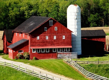Red Barn with Silo