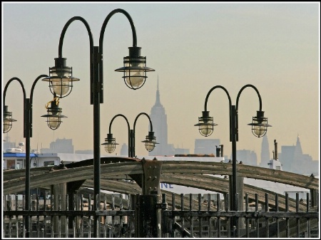 Empty piers on the Hudson, NY