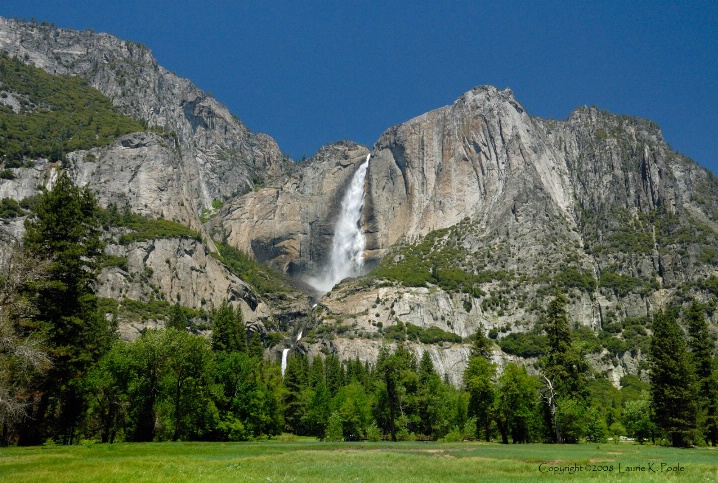 Yosemite Falls Over Meadow