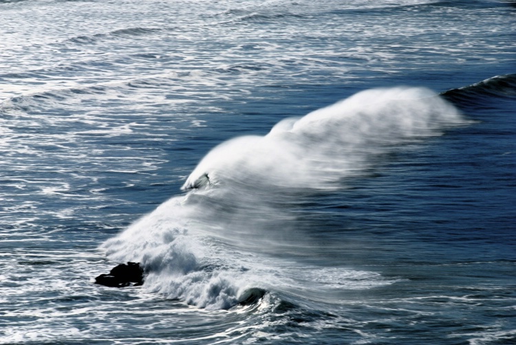 Wind-swept ocean wave