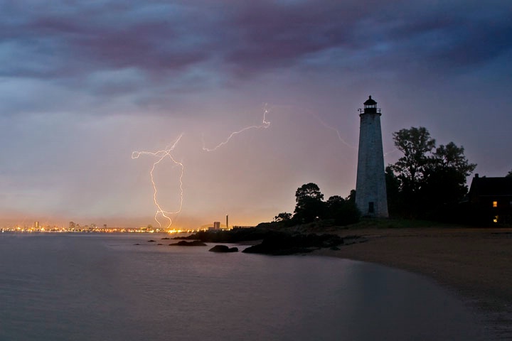 Lightning at Lighthouse Point, New Haven, CT