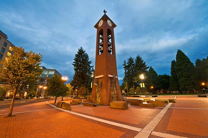 clock tower before dawn