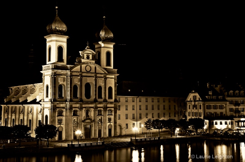 Jesuit Church at Night, Lucerne, Switzerland