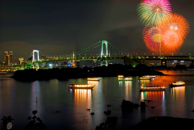 Tokyo Bay and Fireworks