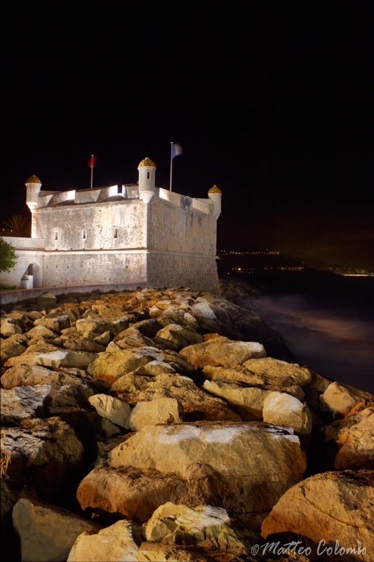 Menton - Night view of the fortress