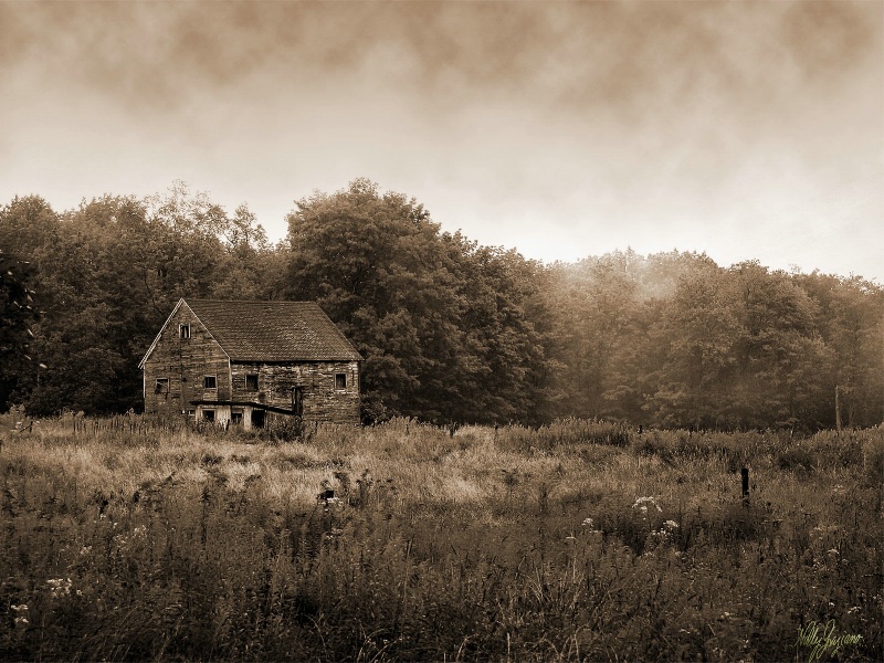 Barn of the Past in Sepia