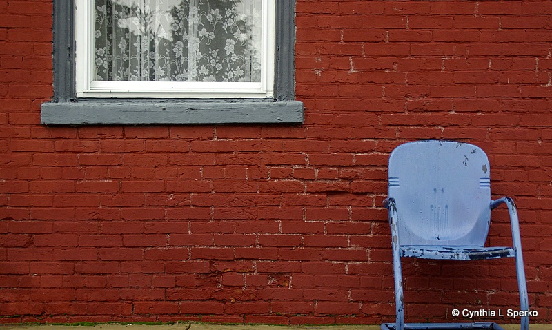 Blue chair and window sill