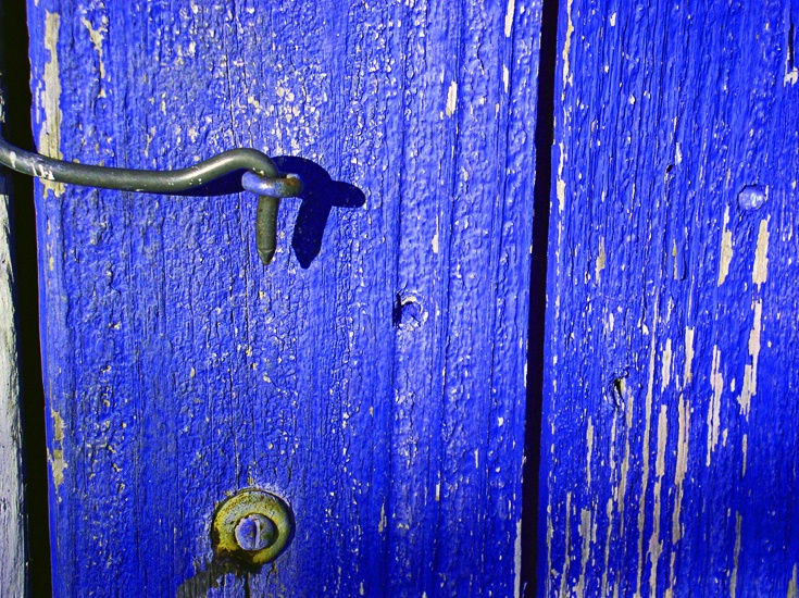 Blue door and latch