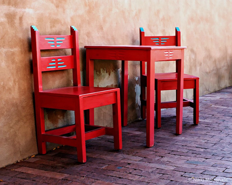 Red Chairs and Table