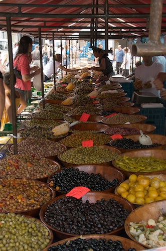 Olives, Open market in Brussels
