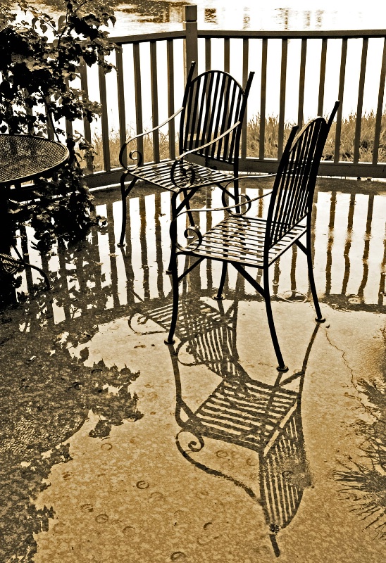 Rainy day on patio