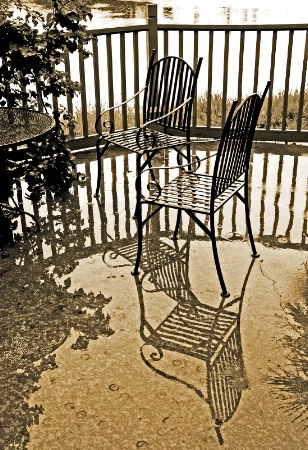 Rainy day on patio