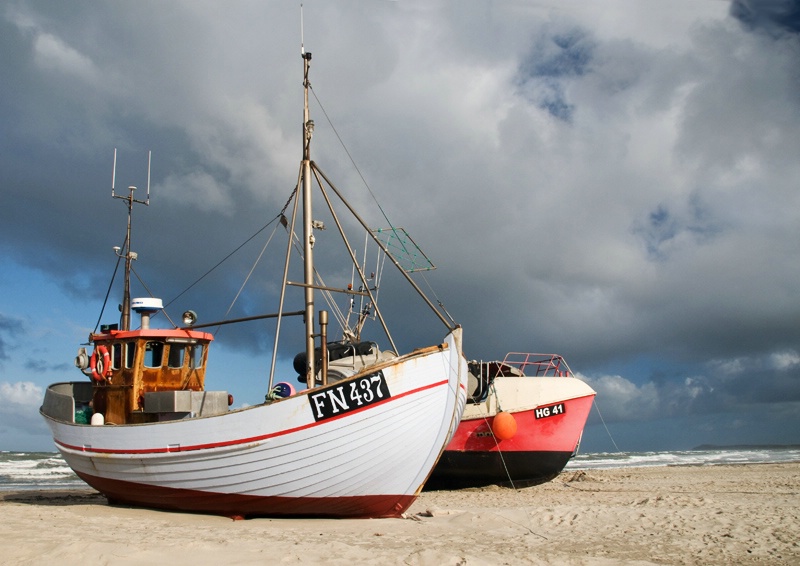 Two Fishing Boats on the Beach