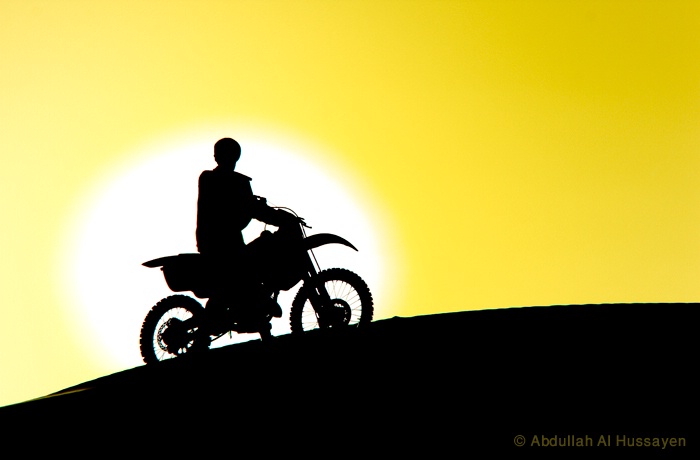 Traveler on motorcycle