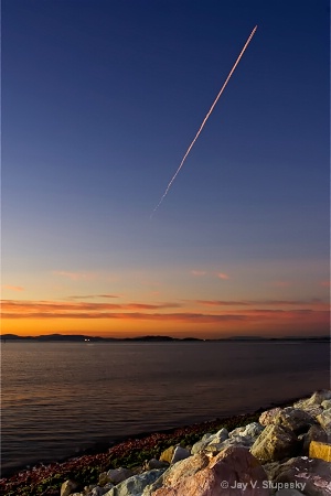 Jet Contrail Over San Francisco Bay