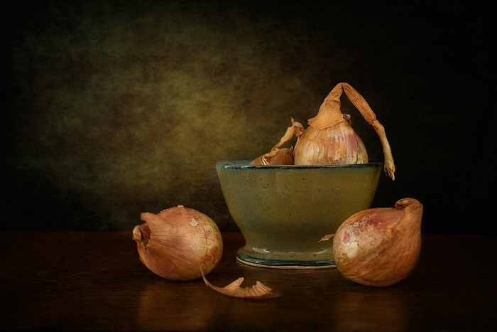 Shallots In A Pottery Bowl