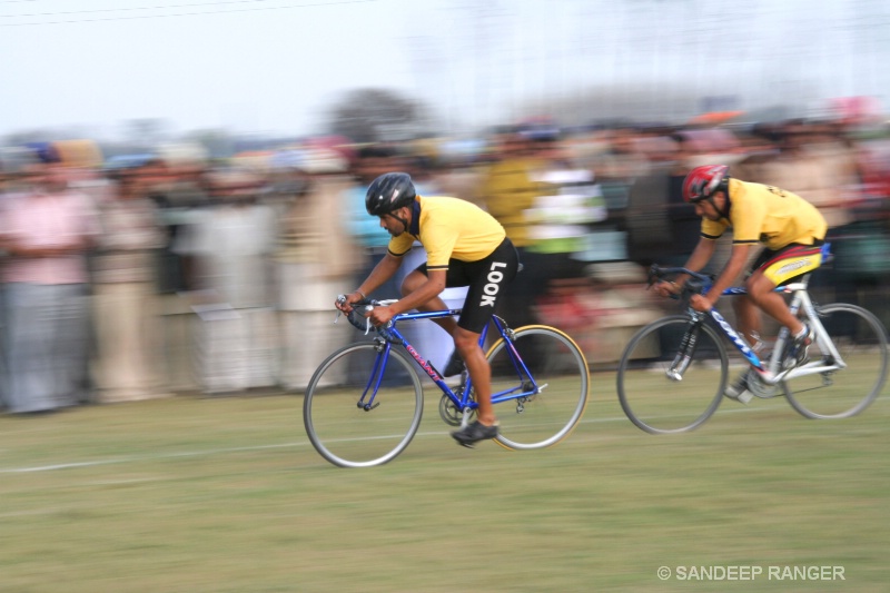 Cyclists in action
