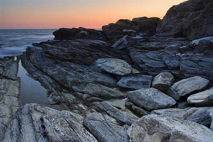 Rocks and night sea