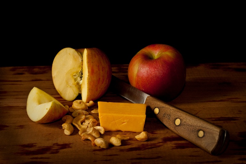 still life-apple-cheese