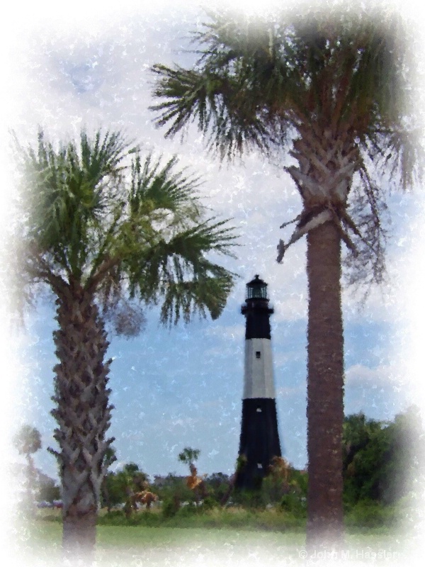 Tybee Island Lighthouse with palms - ID: 8058542 © John M. Hassler