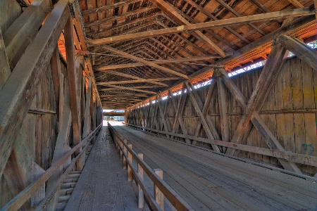 Inside an Indiana covered bridge