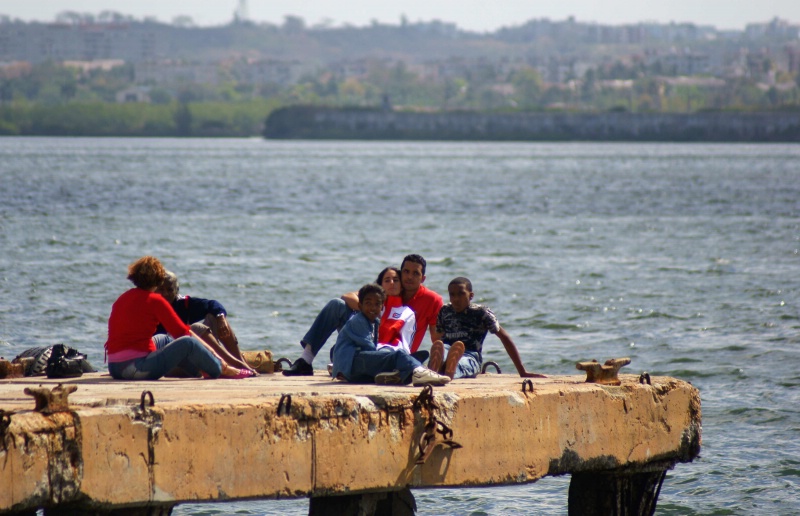 Family hanging out on the old Pier