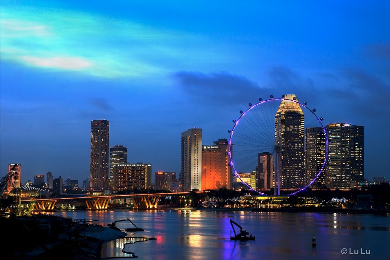 Singapore Flyer from Marina Barrage