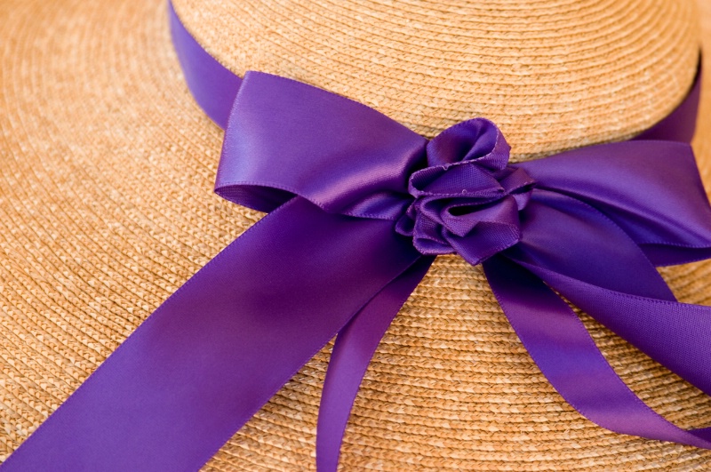 Hat with Purple Ribbon