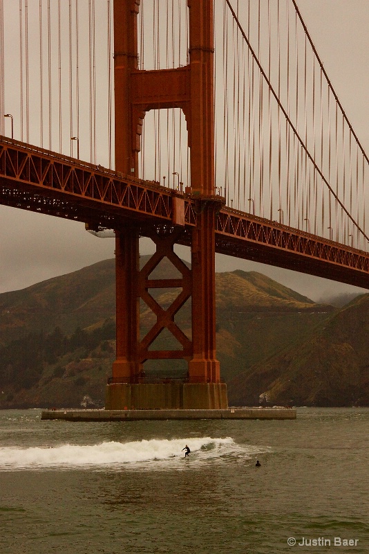 Surfing under the Golden Gate