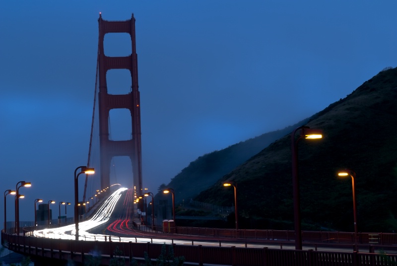 Golden Gate Bridge at Dusk in the Fog ~ Horizontal - ID: 8311224 © Susan M. Reynolds