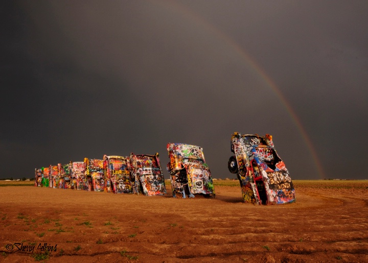 Rainbow Over Cadillac Ranch - ID: 8412626 © Sherry Karr Adkins