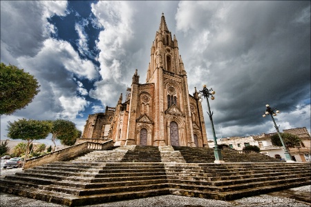 a church on a stormy day