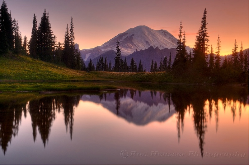 Mt. Rainier Sunset Reflection - ID: 8863544 © Ron Heusser