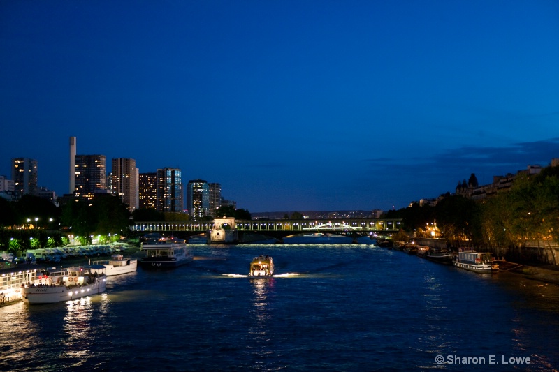 Night view of the Seine River, Paris