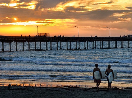 Surfing At Sunset