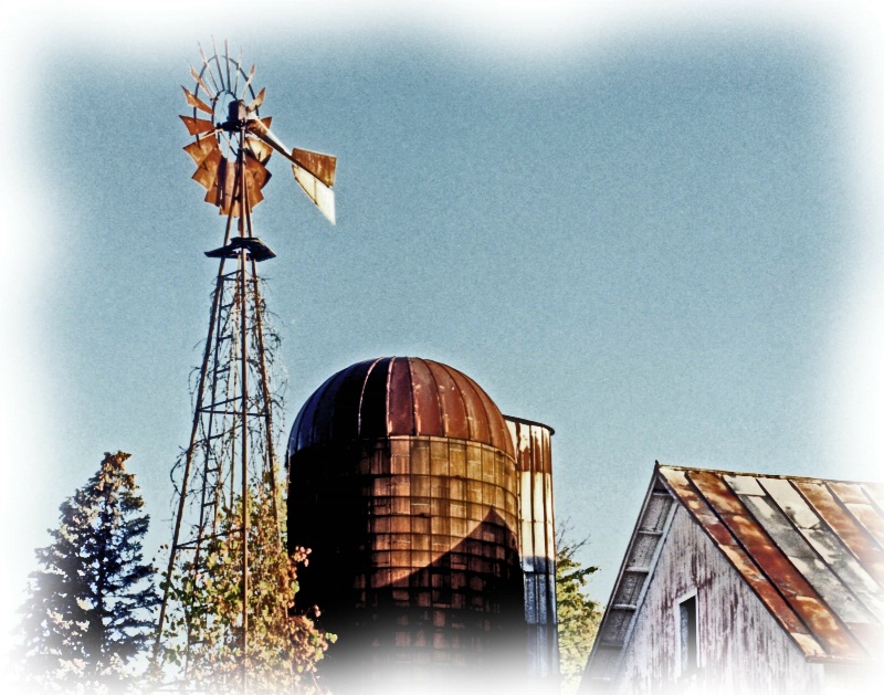 Windmill and Silo - ID: 9070171 © John M. Hassler