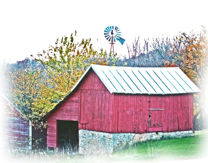 Small Barn and Windmill - ID: 9070172 © John M. Hassler