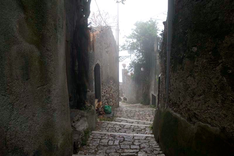 Foggy alley in Forza D'Argo - Sicily