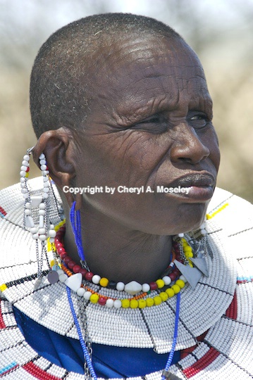 Africa Maasai Woman White bead necklace 6784 - ID: 9183891 © Cheryl  A. Moseley